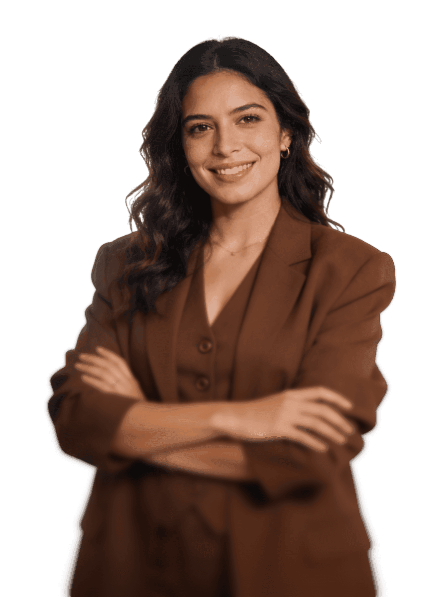 Smiling career mentor in a brown suit